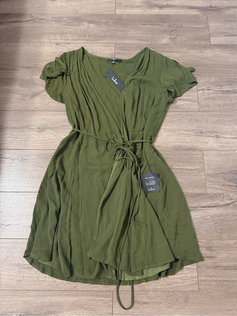 Lulu's Olive Green Wrap Mini Dress